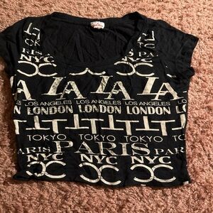 Black Graphic Print Women's Top